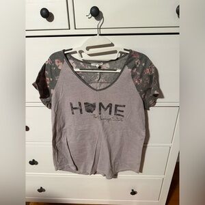 Maurices Gray Floral Short Sleeve Tee